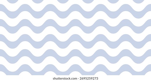 Simple vector seamless pattern with horizontal wavy lines, bold stripes, liquid shapes. Subtle blue and white abstract waves texture. Cute summer sea waves background. Repeated design for print, decor