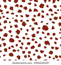 Simple vector seamless pattern with jagged hand-drawn red-brown spots on a white background.