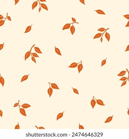 
Simple vector seamless pattern with orange autumn leaves on a light background