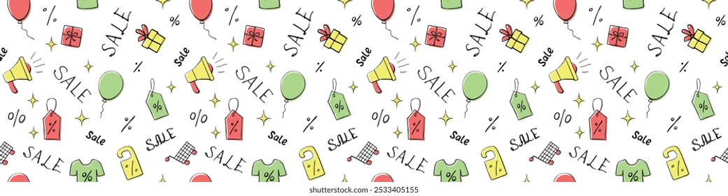 Padrão simples vetor sem emenda relacionado a compras, sexta-feira negra, promoções e vendas. Fundo infinito para papel presente, decoração, impressões