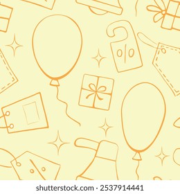 Simple vector seamless pattern related to shopping, black friday, promotions and sales. Endless background for gift paper, decoration, prints