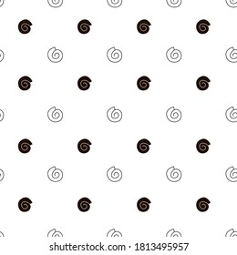 Simple vector seamless pattern with seashells. Black and white doodle background