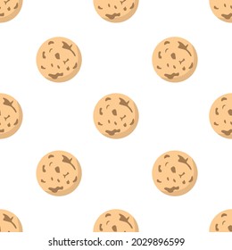 Simple vector seamless pattern. Small gingerbread cookies on a white background. Traditional sweet pastries.