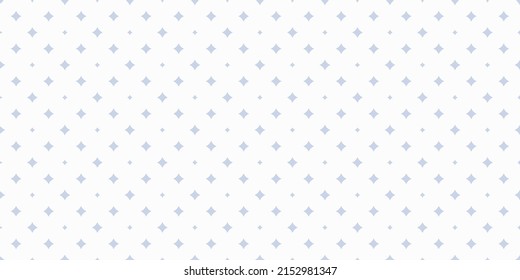 Simple vector seamless pattern with small diamond shapes, stars, rhombuses. Subtle abstract blue and white geometric texture. Elegant minimal repeat background. Repeat design for decor, wallpapers