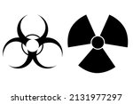 Simple Vector Set 2 Radio active hazard or poison symbol sign, Isolated on White
