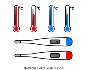 Simple vector set of clinical thermometers. It is suitable for health content, body temperature, education, counseling and other purposes.