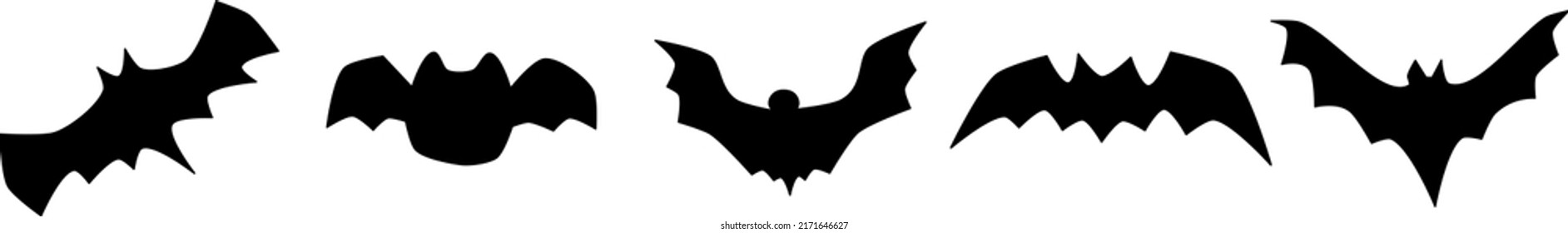a simple vector set of cliparts of bats in different poses in a cartoon style for Halloween