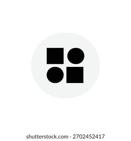 A simple and vector set of four basic geometric shapes. It's use two solid black  rounded rectangles and two solid black ovals.