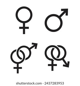 iconos simples del conjunto del vector sobre el género