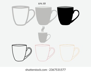 conjunto simple de vectores de iconos de la taza. Taza de vector de café. 5.º escalada