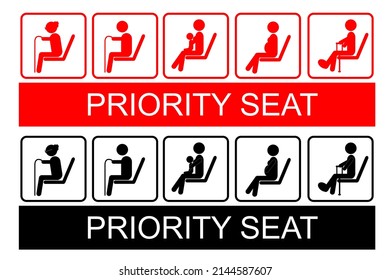 Simple Vector Set Sign, Priority at Public Transportation or Area
