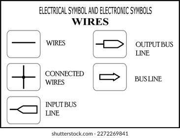 Simple vector set of  wires symbol, switches symbol, Top view, construction symbols used in architectural plans, blueprints, graphic design elements, Vector illustration