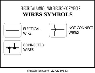 Simple vector set of  wires symbol, switches symbol, Top view, construction symbols used in architectural plans, blueprints, graphic design elements, Vector illustration