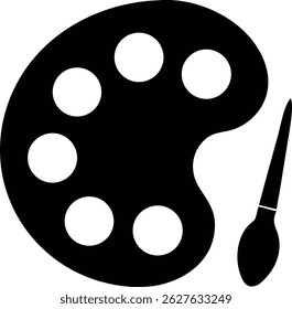 Simple vector showcases an artist's tool with paint palette and brush, symbolizing artistic expression, creativity, and artistic inspiration. An icon suitable for creative ventures.