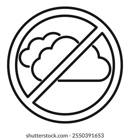 Simple vector showing a crossed out cloud, symbolizing no cloud computing allowed