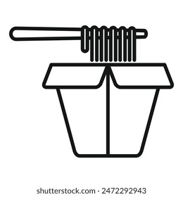 Simple vector showing delicious asian food being lifted for enjoyment