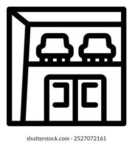 Simple vector showing a waiting room with seats and a closed door