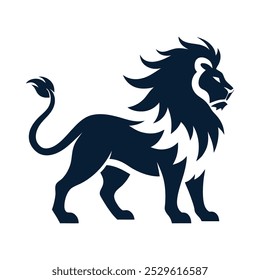 Simple vector silhouette of an angry lion jumping, with bold lines. Ideal for printing with a clean, iconic look on a white background