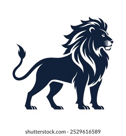 Simple vector silhouette of an angry lion jumping, with bold lines. Ideal for printing with a clean, iconic look on a white background