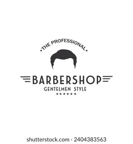 simple vector silhouette barbershop logo design