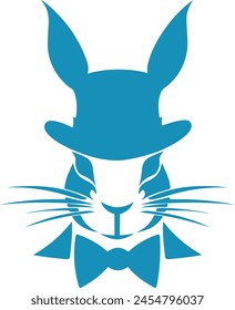simple vector silhouette black logo hare in a hat