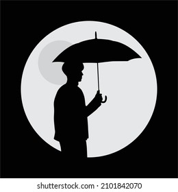 silueta vectorial simple de un hombre con paraguas