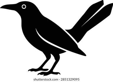 Simple vector silhouette of a standing grackle bird, suitable for wildlife, urban birds, ornithology, and nature illustration.