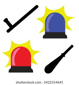 Simple vector siren and stick silhouette