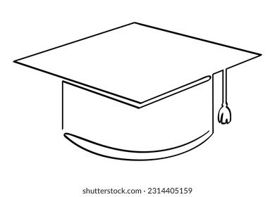 simple vector sketch graduation cap single one line art, continuous 
