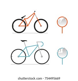 Simple vector sketch of two type bicycle. Isolated on white background.