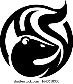 Simple Vector of Skunk with Letter S Shape Logo Design