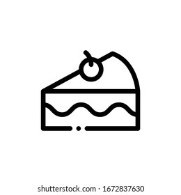 Simple Vector Slice of Cake line icon. EPS 10