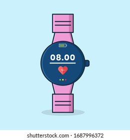 Ilustración plana Vector Smart Healthy Watch Simple