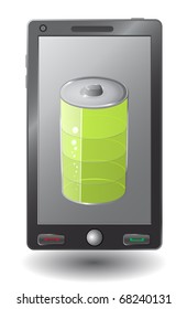 Simple vector smart phone with battery symbol, vector