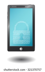 Telefone inteligente vetor simples com cadeado virtual,