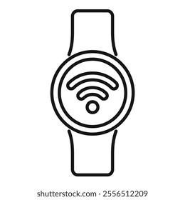 Simple vector of a smartwatch showing wifi connection symbol for apps or websites