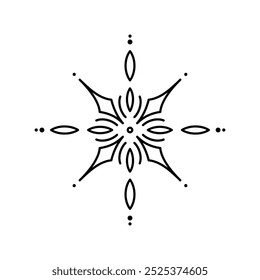 Icono de adorno vintage de copo de nieve de Vector simple. Elemento plano de la nieve para el diseño del invierno de las Navidades, tarjeta de felicitación del día de fiesta, invitación del año Nuevo.