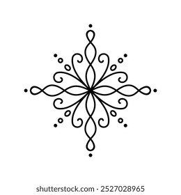 Einfaches Vektorschneeflocke-Vintage-Ornament-Symbol. Flaches Schneeelement für weihnachtliches Winterdesign, Weihnachtsgrußkarte, Neujahrseinladung.