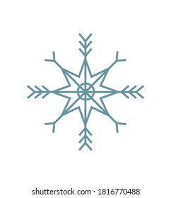 Simple vector snowflake.  Winter ornament.Flat snow icon, snow flake silhouette.