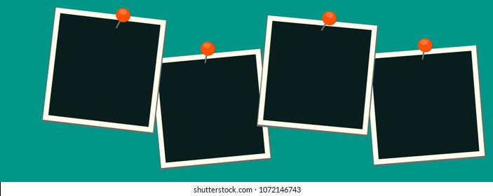 Simple vector social network cover template with pinned four photo card mock ups, where you can place your photos or images. File doesn't content transparencies, shadows and gradients.