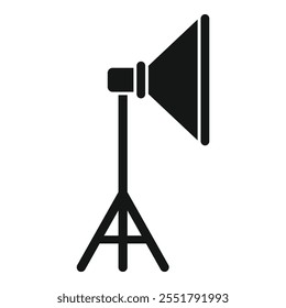 Simple vector spotlight icon representing photography lighting equipment for a studio or professional shoot
