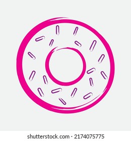 Simple Vector Sprinkle Donut Illustration 