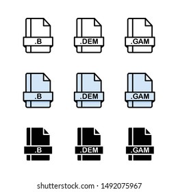 Simple vector square file types and formats labels icon set