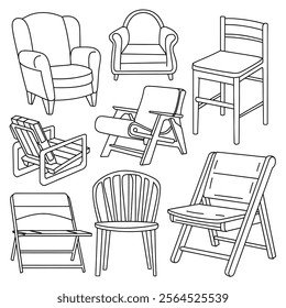A simple vector style chairs illustration of a coloring page 