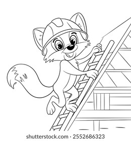 A simple vector style illustration of a fox coloring page line art 