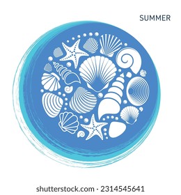 Simple vector summer card with sea shells