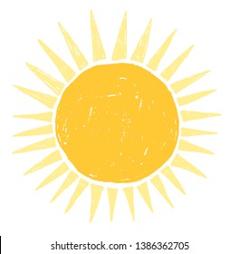 Simple vector sun drawing in flat style for summer graphic and product design