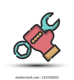 Simple vector support filled line icon, support and service concept small shadow on the white background