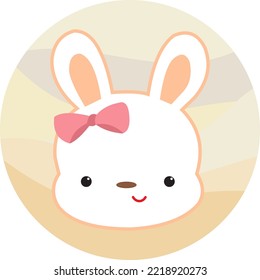 simple vector sweet bunny with a cute ribbon 