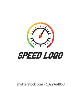 Simple vector tachometer with indicator in green part, speedometer icon, performance measurement symbol